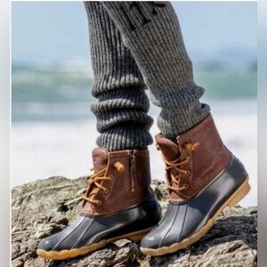 Sperry Women's Saltwater Duck Boot Size 10M Waterproof Rubber Boots Brown Blue